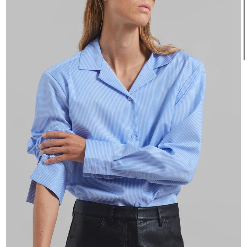 Light Blue Pinstripe Button-Up Shirt